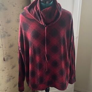 Faded Red and Black Plaid Sweater